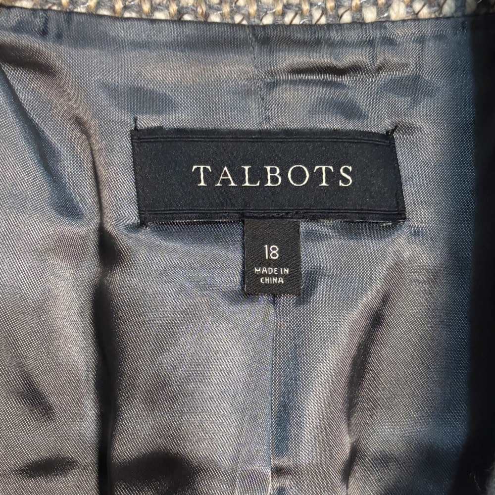 Talbots Wool Blend Moto Jacket 18 Gray Tweed Asymmetrical Zip Quiet Luxury - Picture 3 of 11